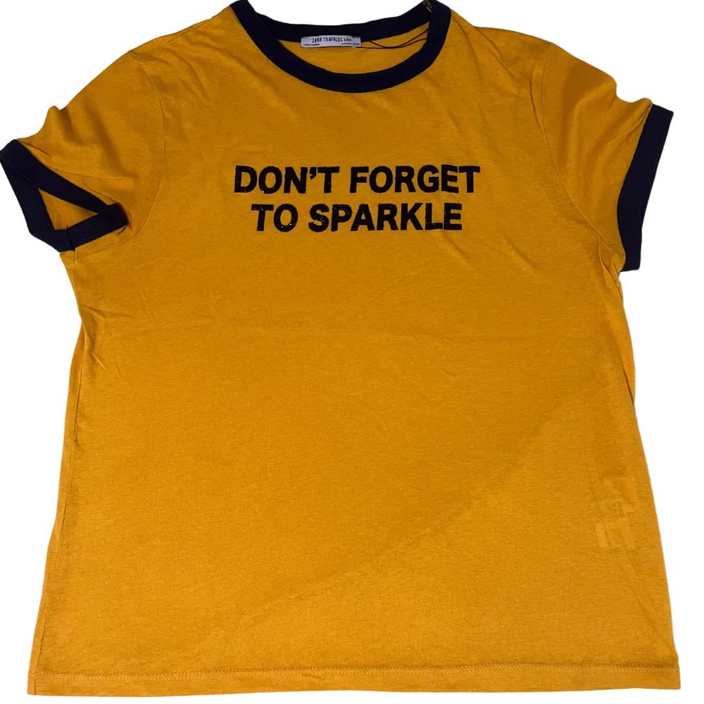 Zara "Don't Forget to Sparkle" Sparkling Text T-Shirt